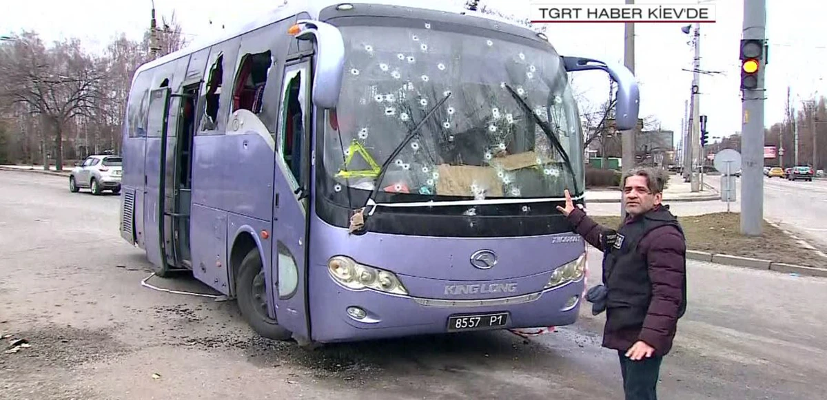 TGRT Haber Rus sabotajcıların yakalandığı yerde! Otobüs delik deşik