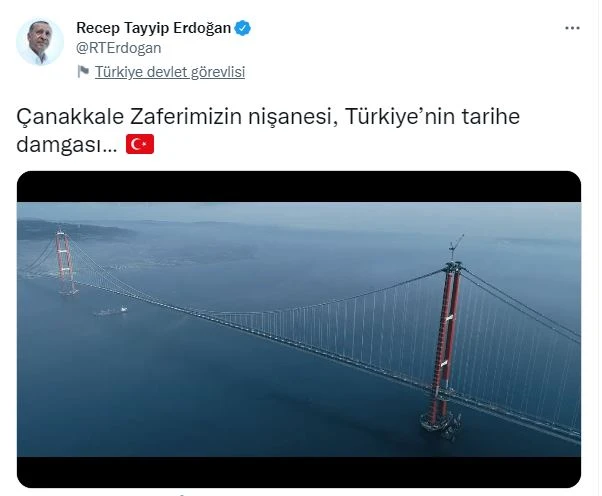 Erdoğan'dan Çanakkale Köprüsü tanıtım filmi