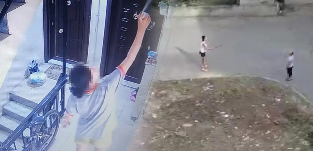 Komşularının kabusu olan kadın kamerada