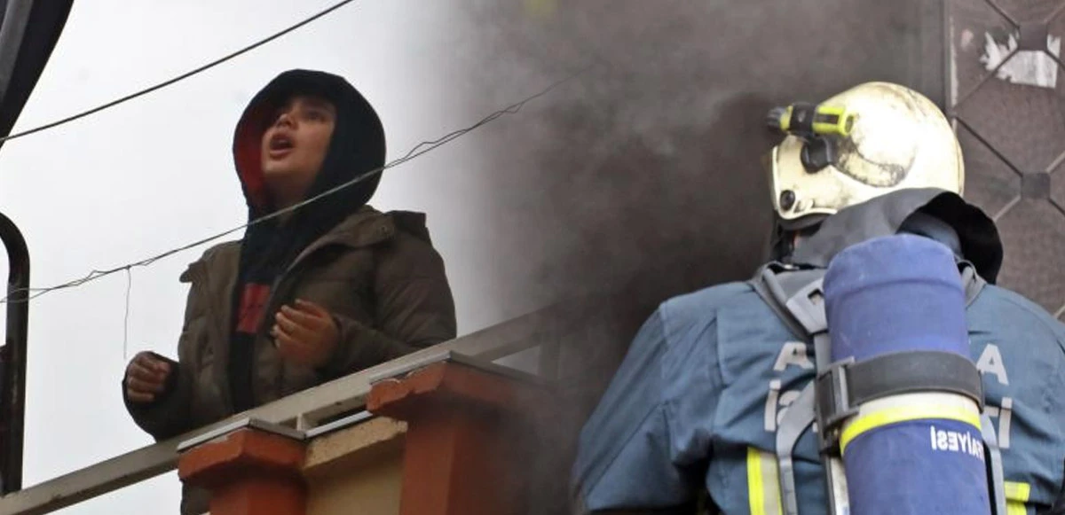 Yangının ortasında kalan çocuk, ellerini açıp dua etti