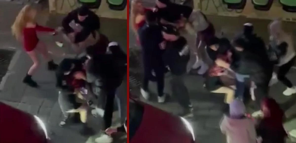 Kızlar birbirine girdi, vatandaş izledi