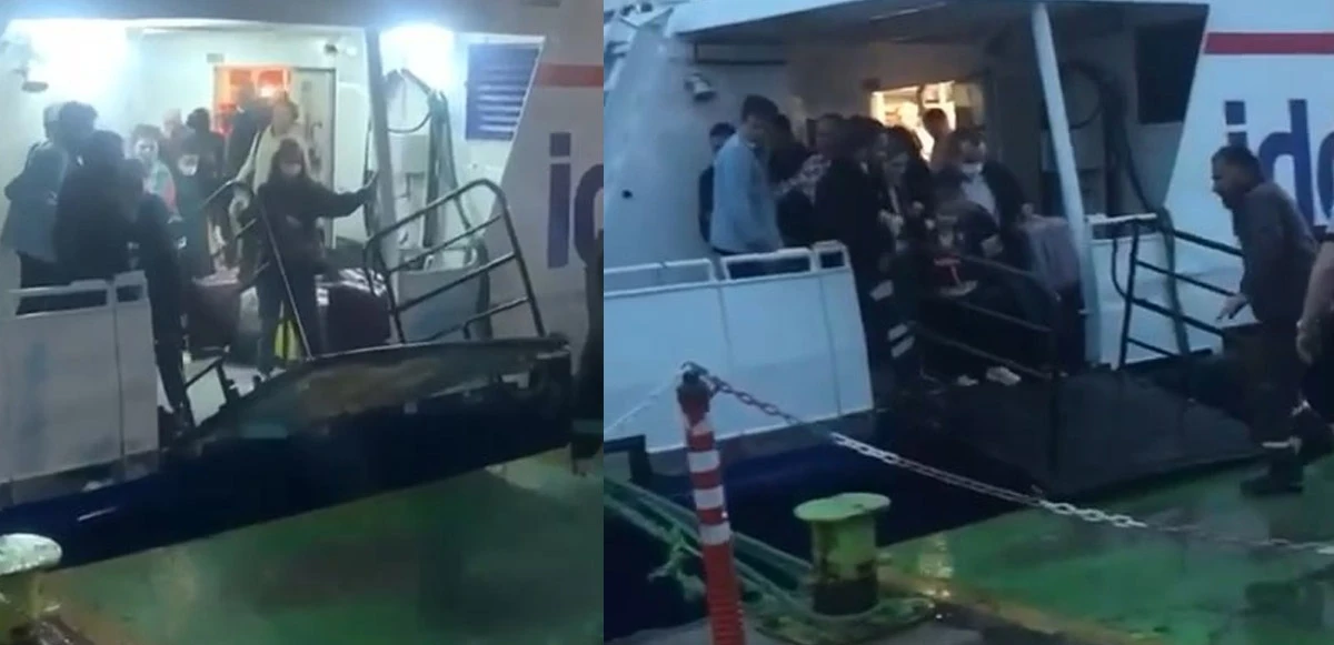 Feribotta can pazarı: Metrelerce yükselen dalgalarda zor anlar kamerada