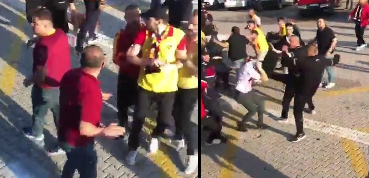 Taraftarların meydan savaşı kamerada