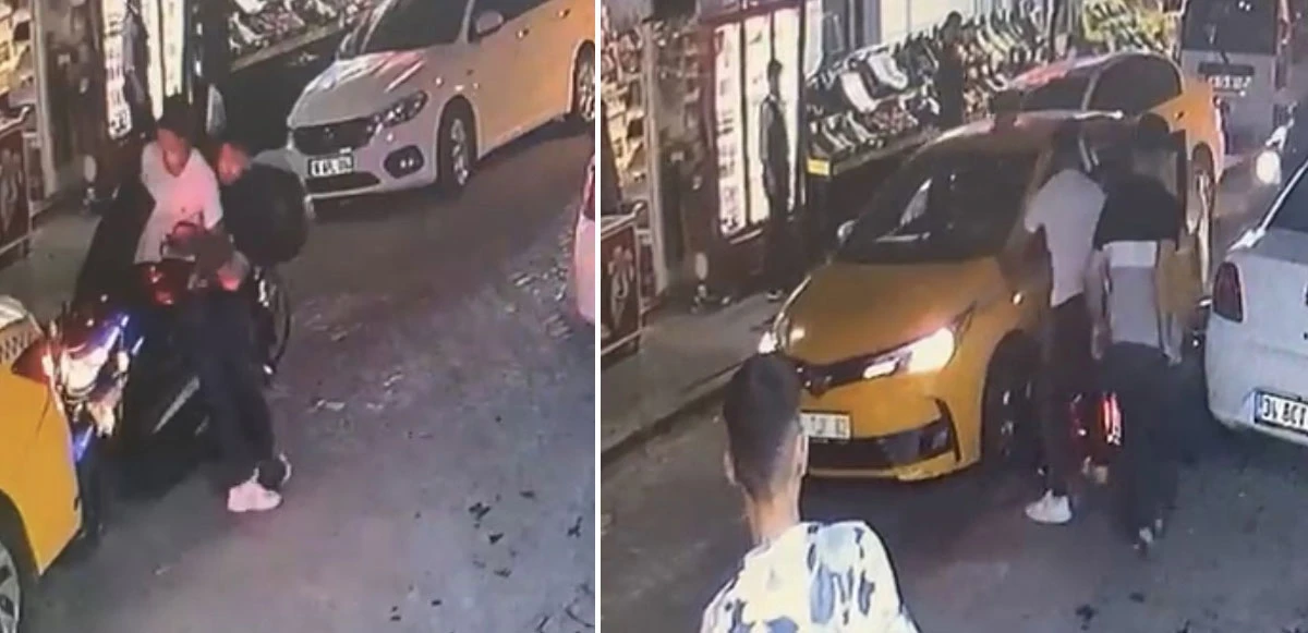 Kovalamaca kazayla sona erdi: Taksici motosikletliyi ezmeye çalıştı