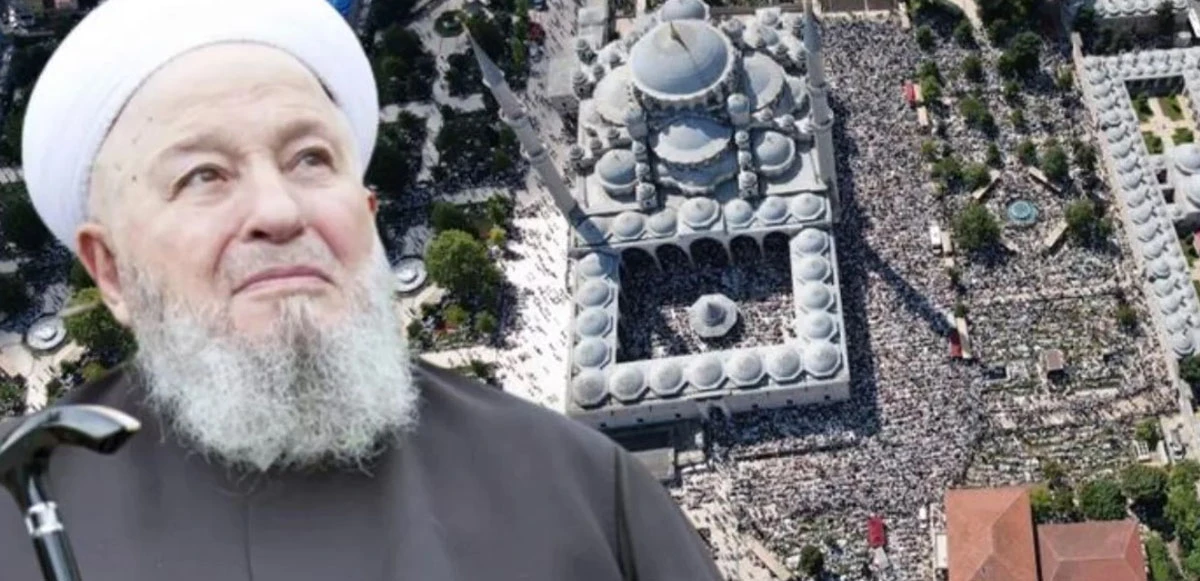 Mahmut Ustaosmanoğlu'nun cenazesinde mahşeri kalabalık drone kamerasında