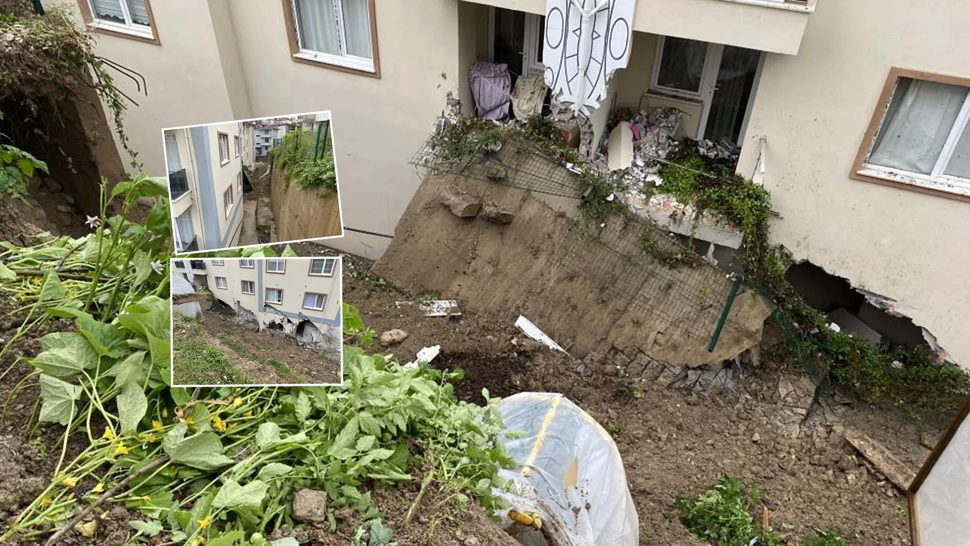 Korku dolu anlar kamerada! İstinat duvarı böyle çöktü