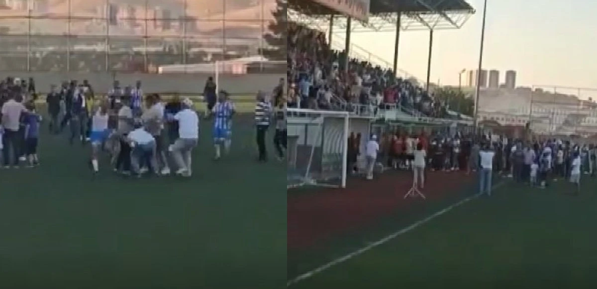 Yeşil sahada tekme ve yumruklar konuştu! Futbolcuların kavga anı kamerada