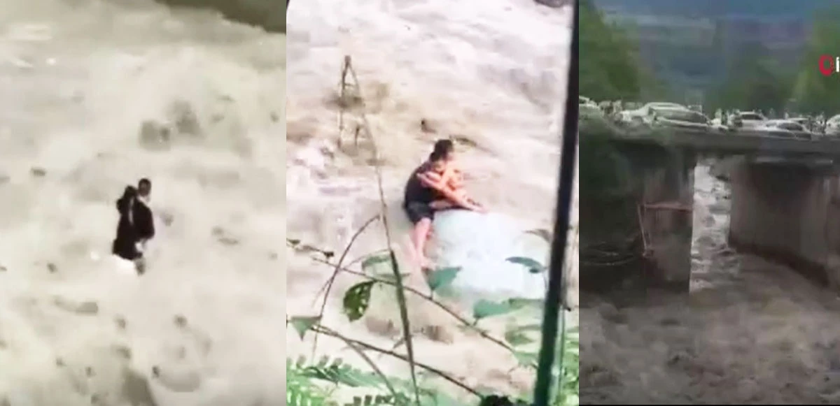 Çin'de sel felaketi, dehşet anlar kameraya yansıdı