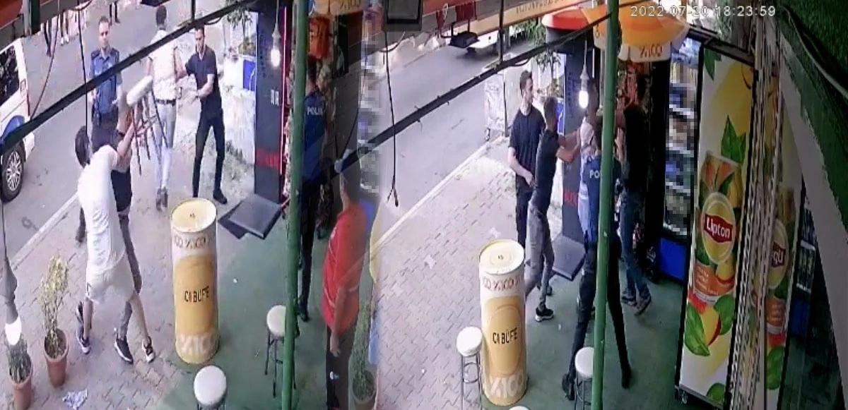 Tabure, yumruk ve tekmelerin havada uçuştuğu kavga kamerada