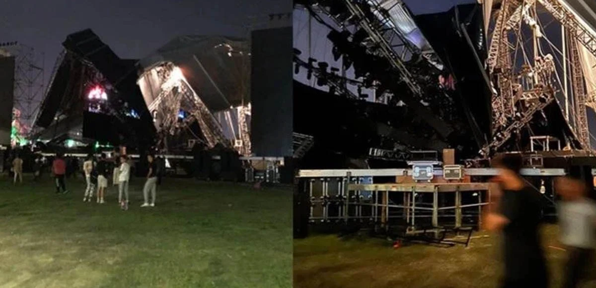 Megastar Tarkan'ın konser vereceği sahne çöktü