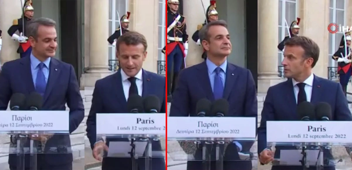 Miçoktakis yakayı böyle ele verdi: Macron'un kağıdına bakmaya çalışması
