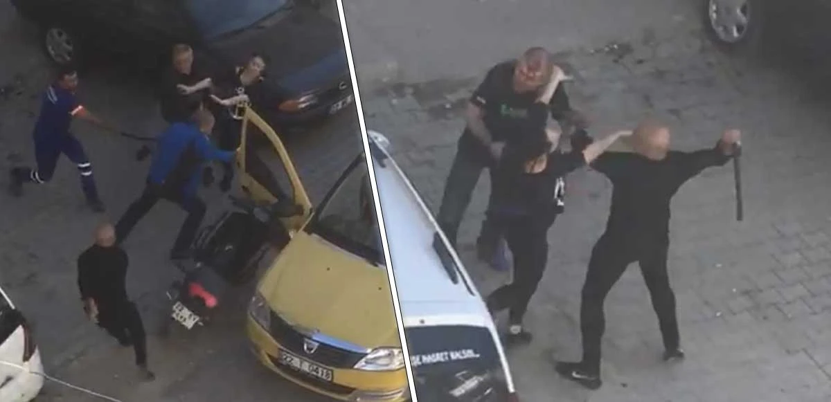 Kavgaya motosikletle daldı, sopalarla dövdü: Dehşet görüntüler kameraya yansıdı
