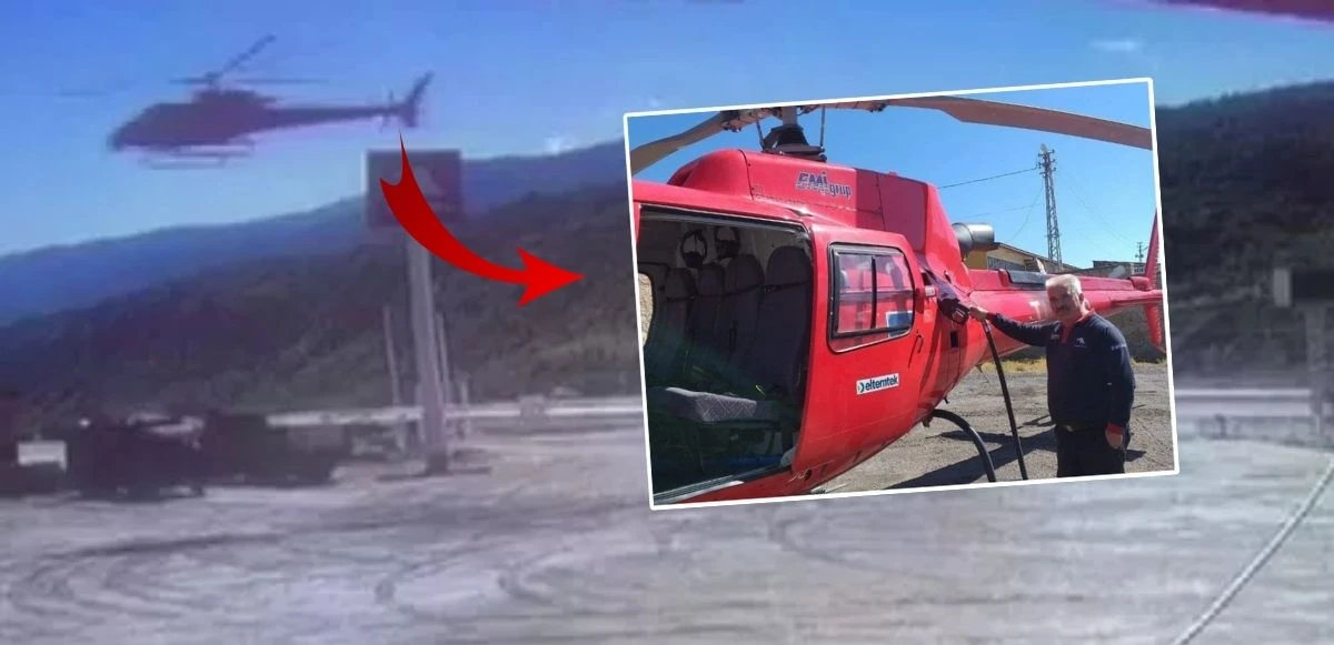 Sivas'ta ilginç anlar! Helikopter akaryakıt istasyonuna indi