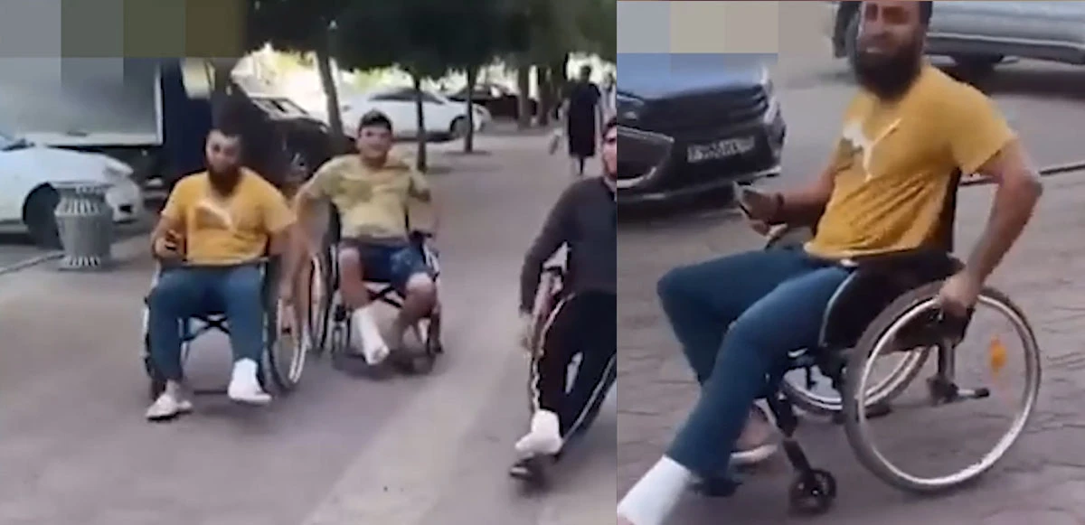 Silah altına girmek istemeyen Dağıstanlıların sakatlık numarası! Artık tekerlekli sandalyeyle geziyorlar