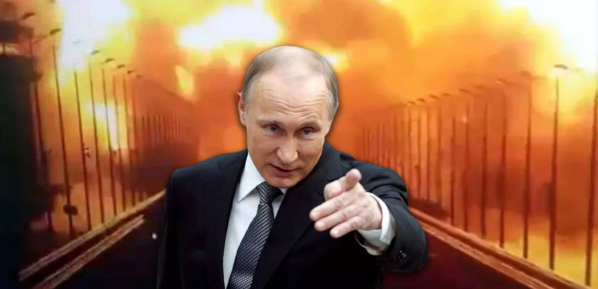 Putin'i çıldırtacak video! Kırım köprüsündeki patlamanın ardından viral oldu