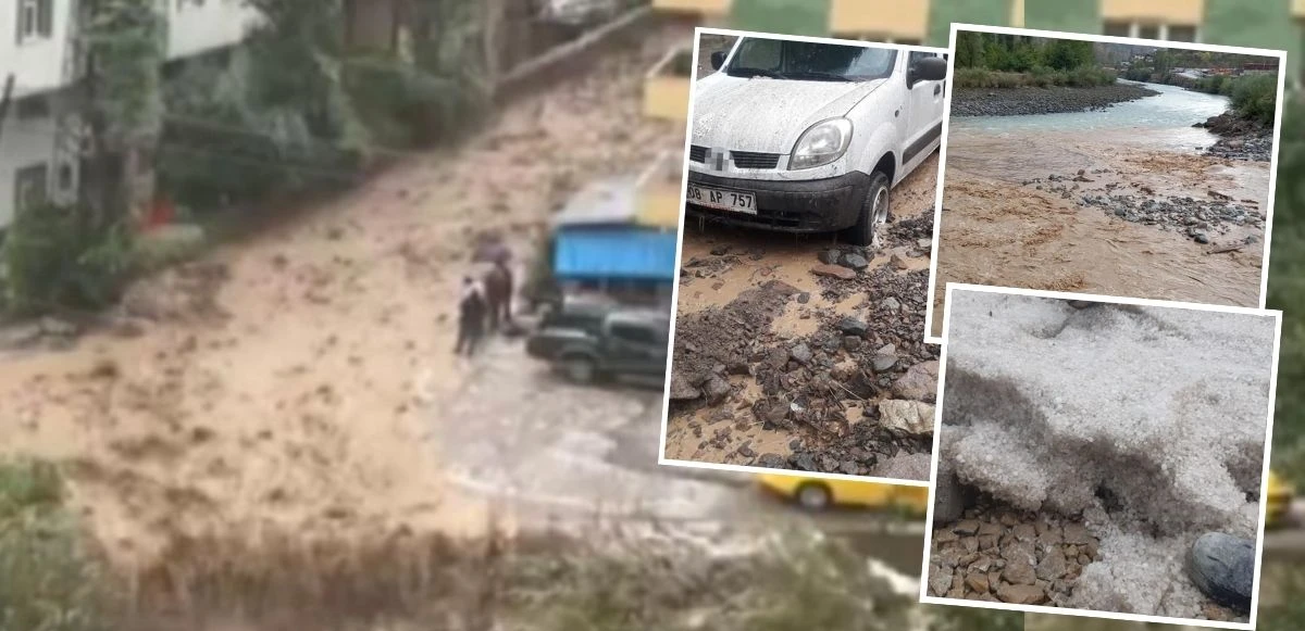 Sağanak ve dolu Artvin'i vurdu: Dereler taştı yollar çamurla kaplandı