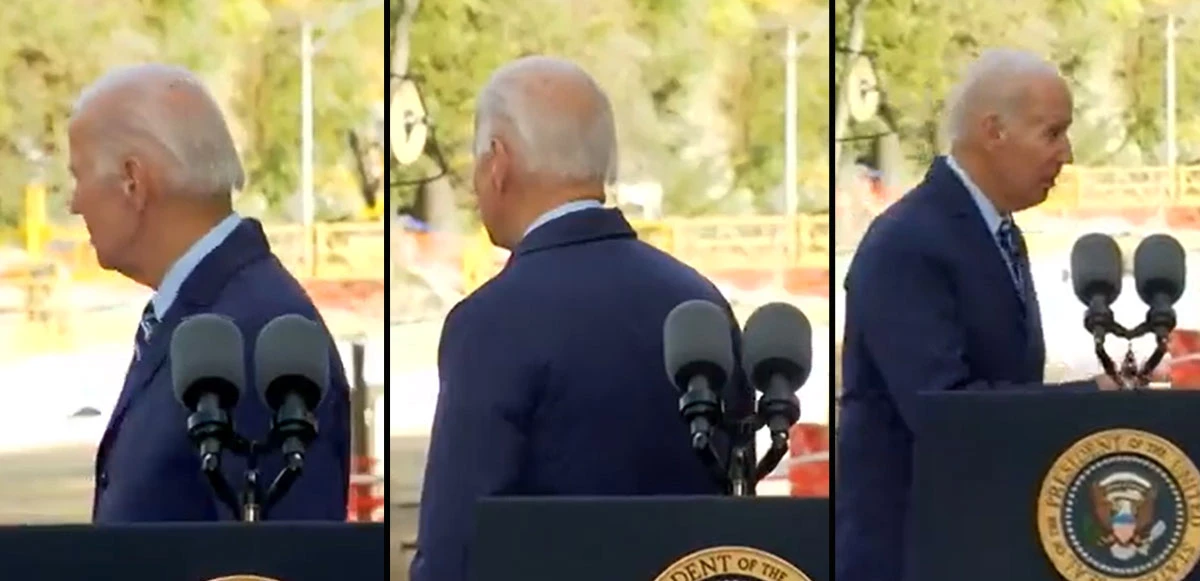 ABD Başkanı Joe Biden yine sahneden ineceği yeri bulamadı arkasını dönüp boşlukla konuştu