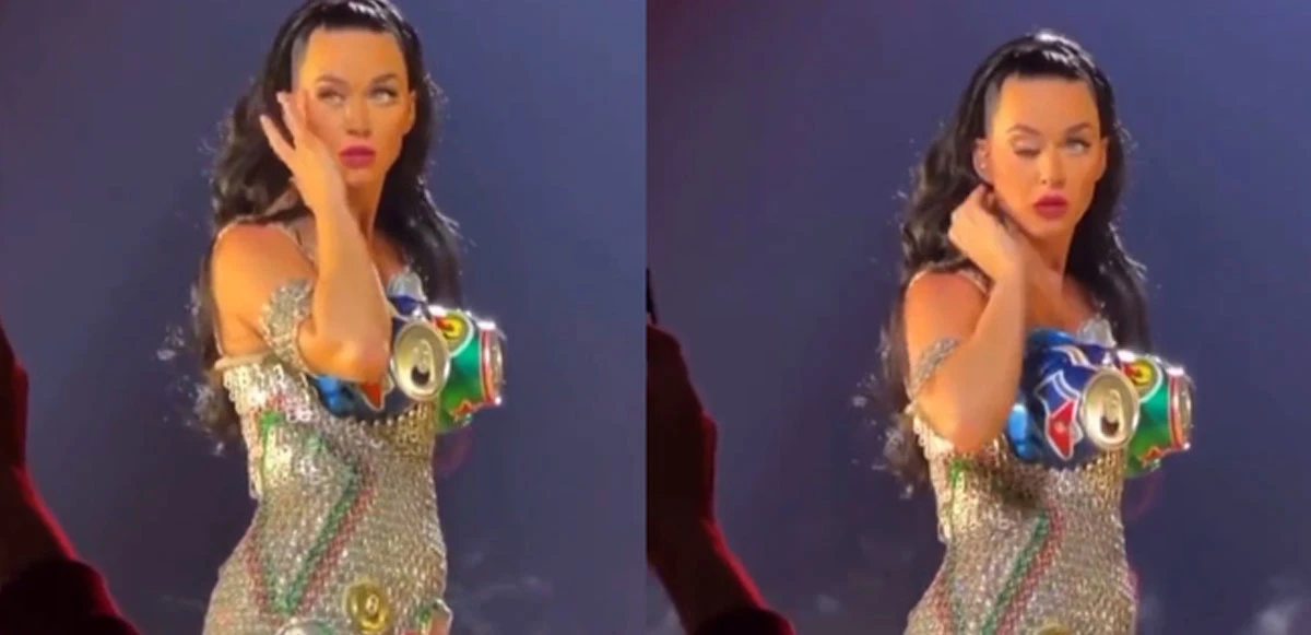 Dünyaca ünlü şarkıcı Katy Perry poz verirken gözü sarktı. Korku dolu anlar kameralara yansıdı