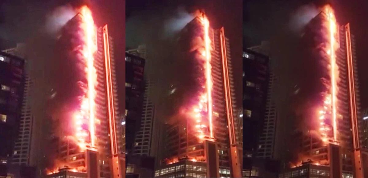 Dubai'de kokutan yandı! 35 katlı gökdelen alevler aldı, o anlar kamerada