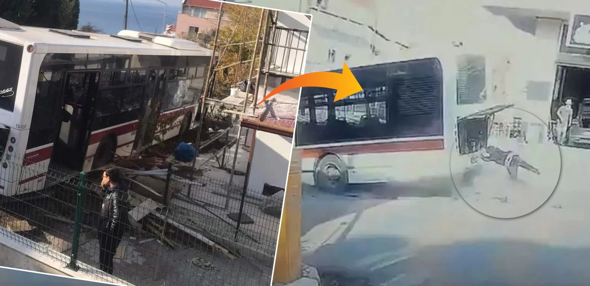 İzmir'de ilginç görüntüler: Şoför yokuş aşağı giden otobüsü durdurmaya çalıştı