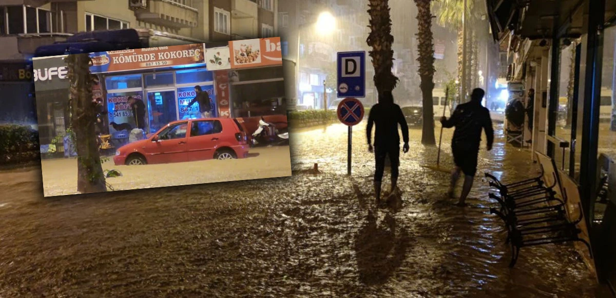 Gece bastıran sağanak Antalya'da yolları göle çevirdi