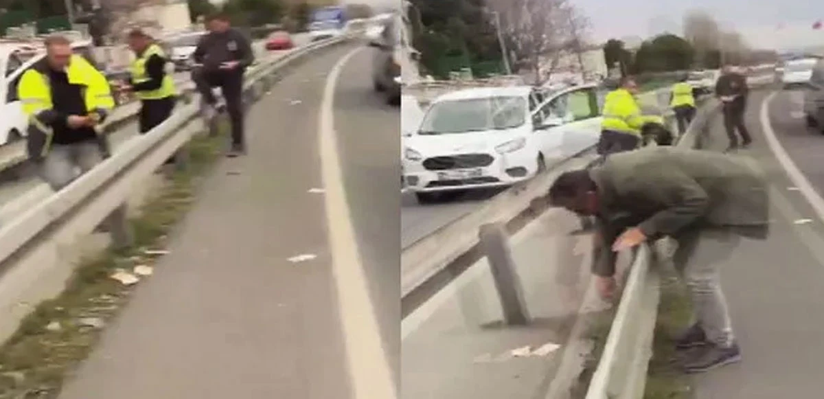 Herkes arabadan indi ve paraları toplamaya başladı! Havaya saçılan milyonları toplamak için birbirleriyle yarıştılar