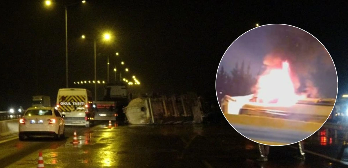 İzmir’de korkutan kaza! Devrildikten sonra alev topuna döndü