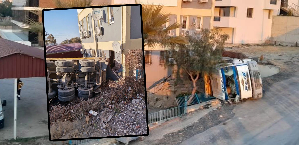 Freni boşalan kamyon 112 binasının duvarını yıktı