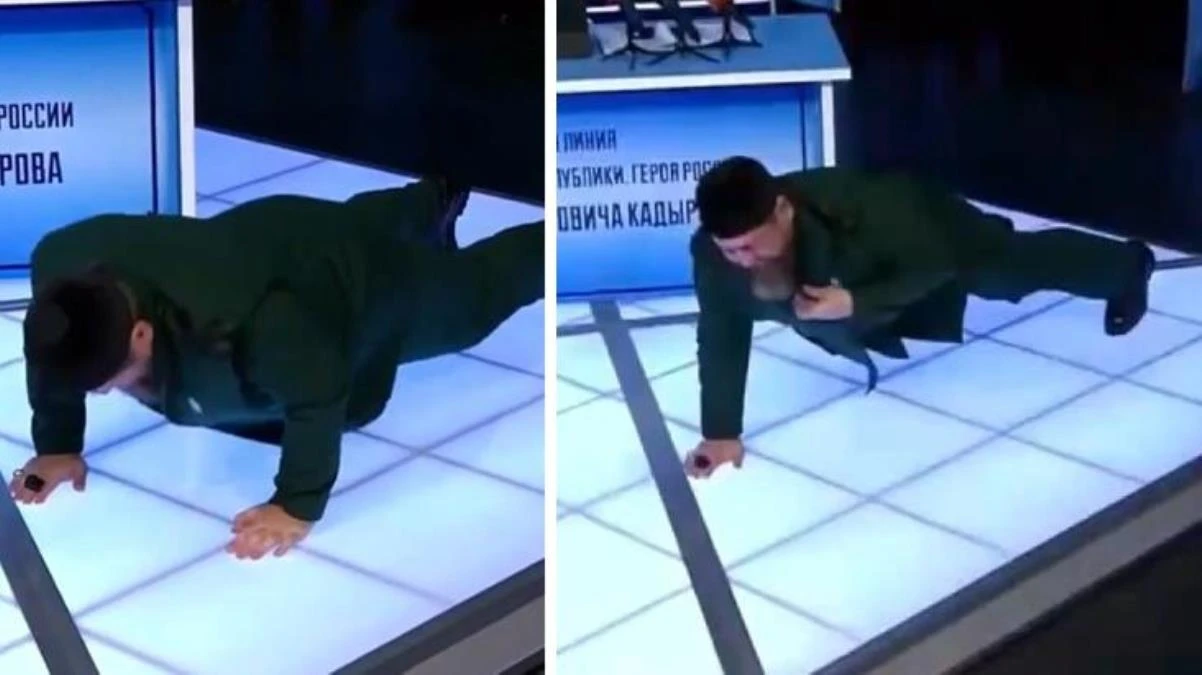 Canlı yayında şınav çekti! Kadriov'un hareketleri sosyal medyada gündem oldu