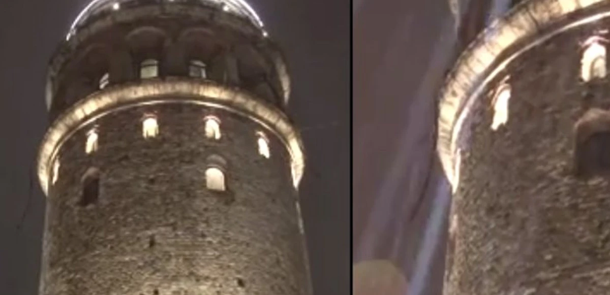 Şiddetli rüzgar Galata Kulesi'nin korkuluklarını parçaladı