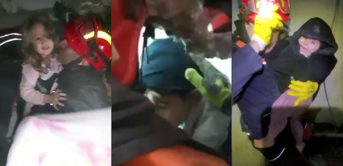 3 çocuk Hatay'da enkazın altından sağ salim böyle çıkarıldı