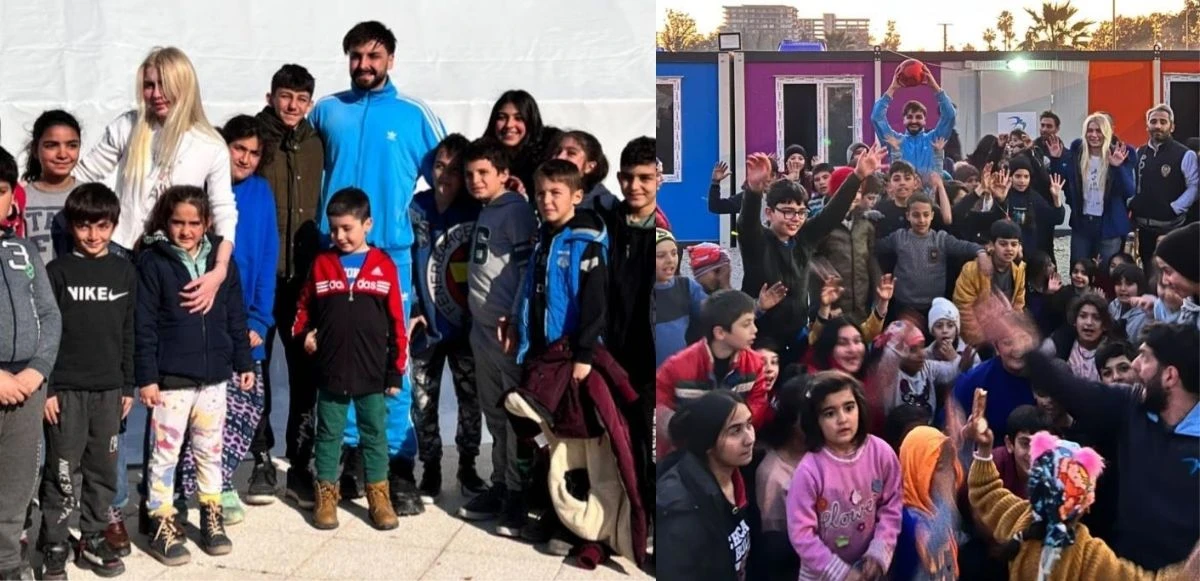 Sefo ve Aleyna Tilki’den depremzede çocuklara anlamlı destek! Birlikte şarkılar söyleyip oyun oynadılar