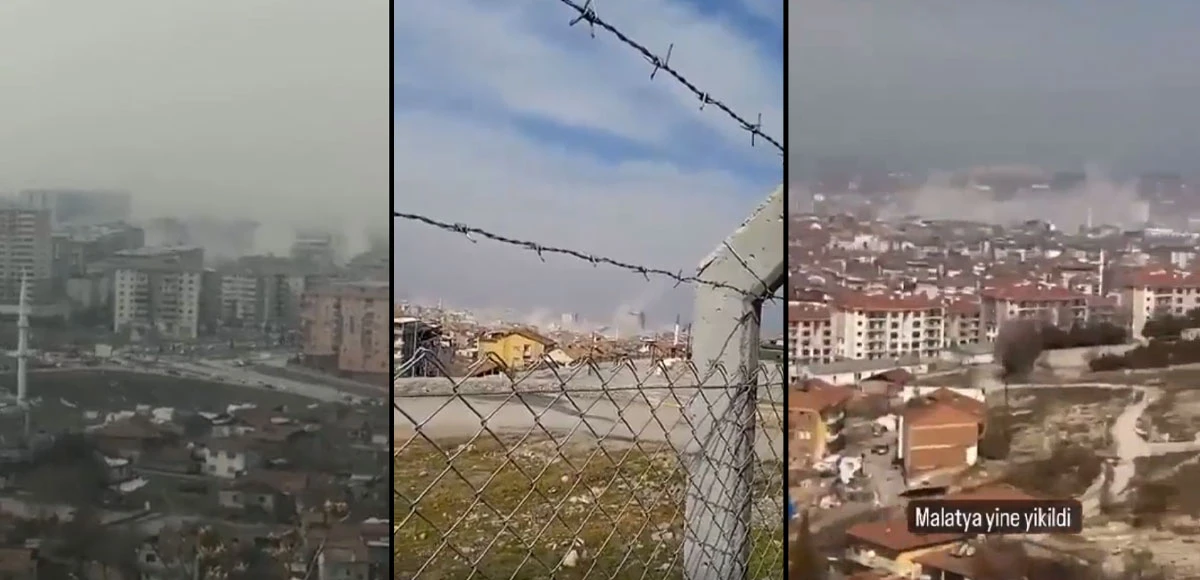 Malatya'daki depremin ardından yıkılan binalar var! Toz bulutu ve endişeler kameraya böyle yansıdı
