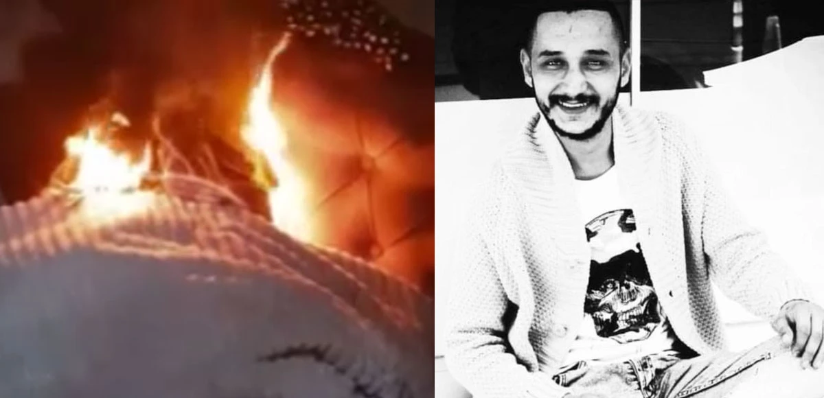 Evini ateşe verdi! O anları sosyal medyadan paylaştı