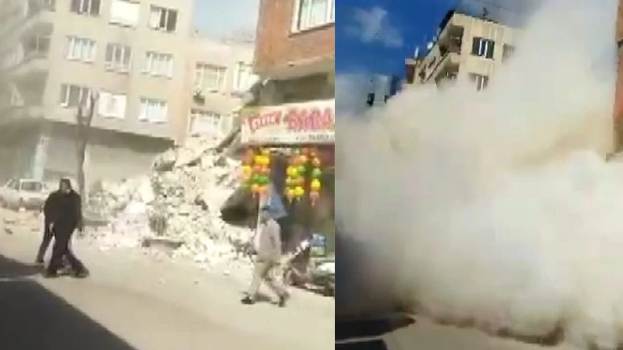Kilis'teki binanın çökme anı kamerada