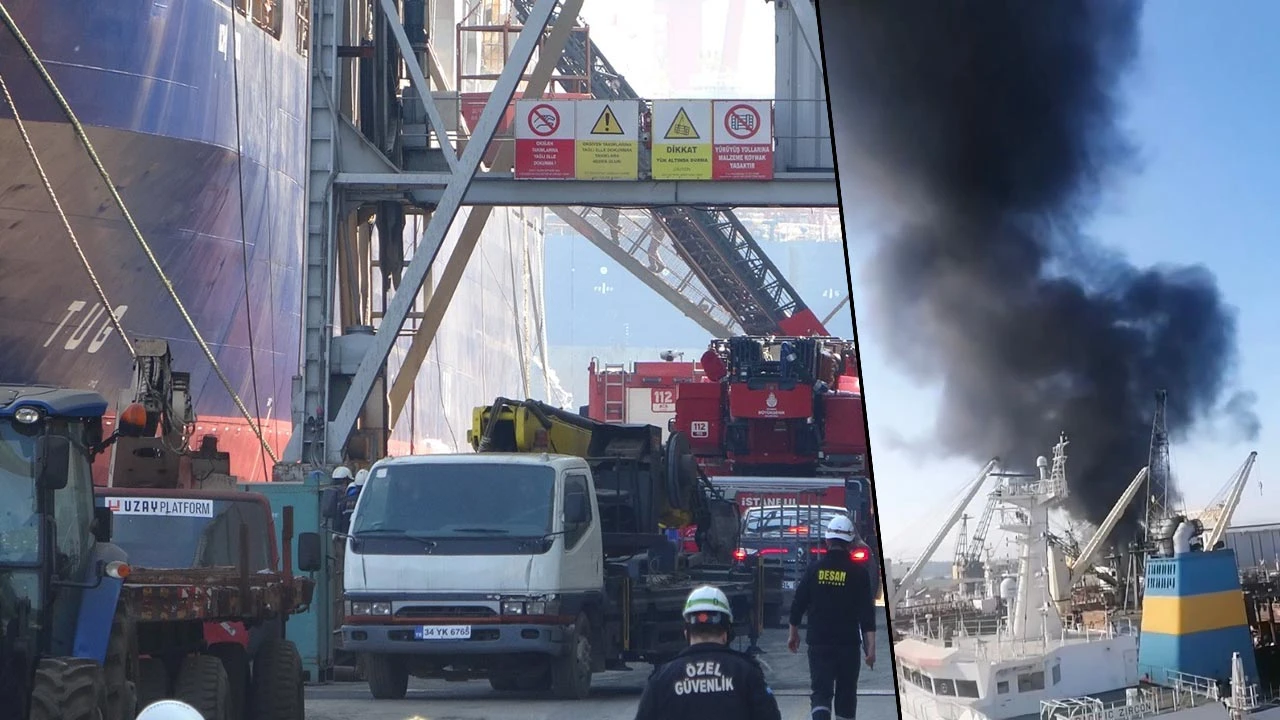 Tuzla'da tersanede gemi yangını!