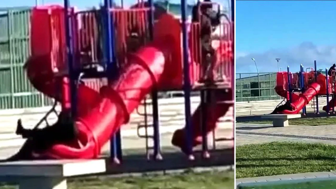 Kaydırakta sıkışan kişi devlet başkanı çıktı!