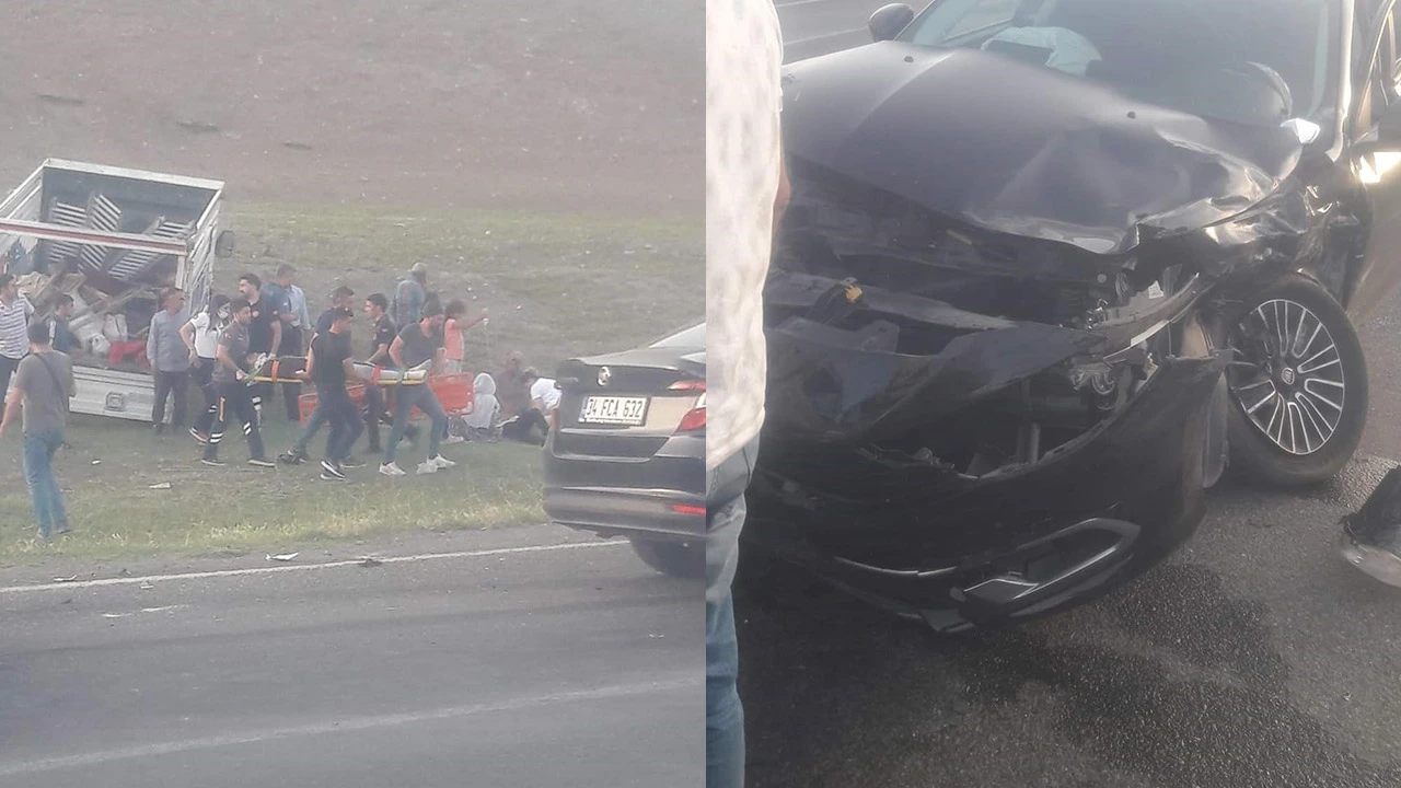 İşçileri taşıyan kamyonet ile otomobil çarpıştı: 12 yaralı