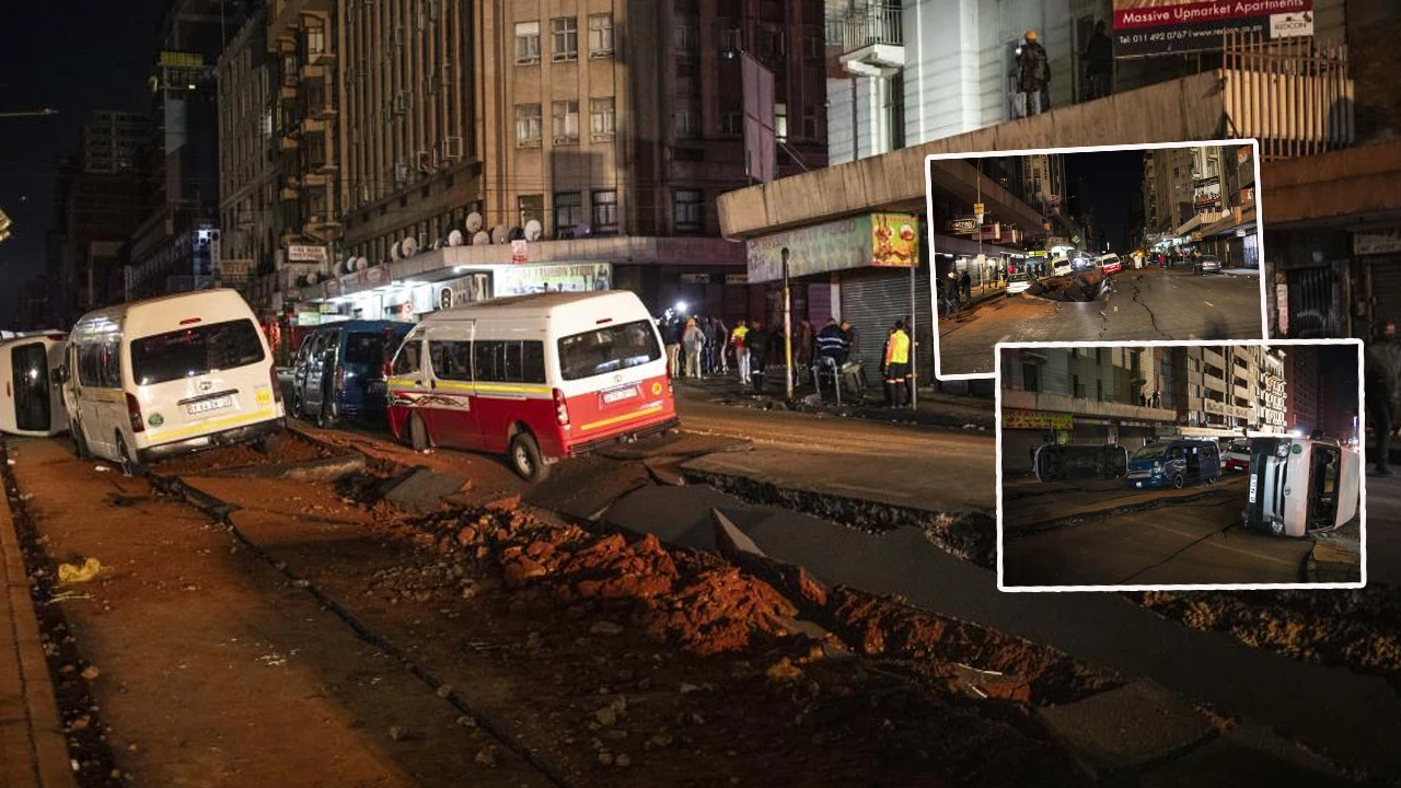 Yolu yaran patlama arabalar yerinden zıpladı