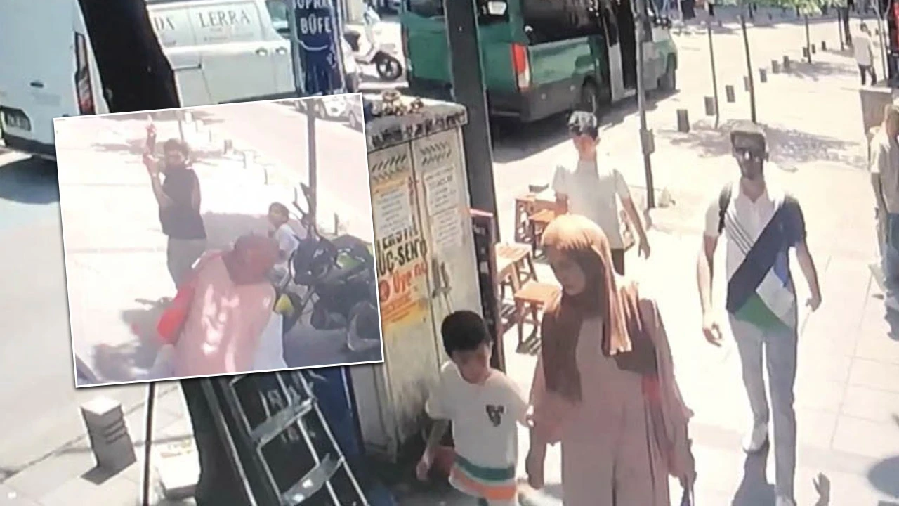 Sokakta panik anları... Başlarına taş yağdı 