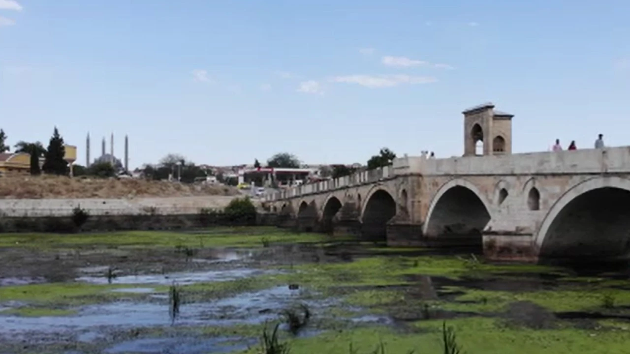 Tunca Nehri kirlilikten yeşile döndü