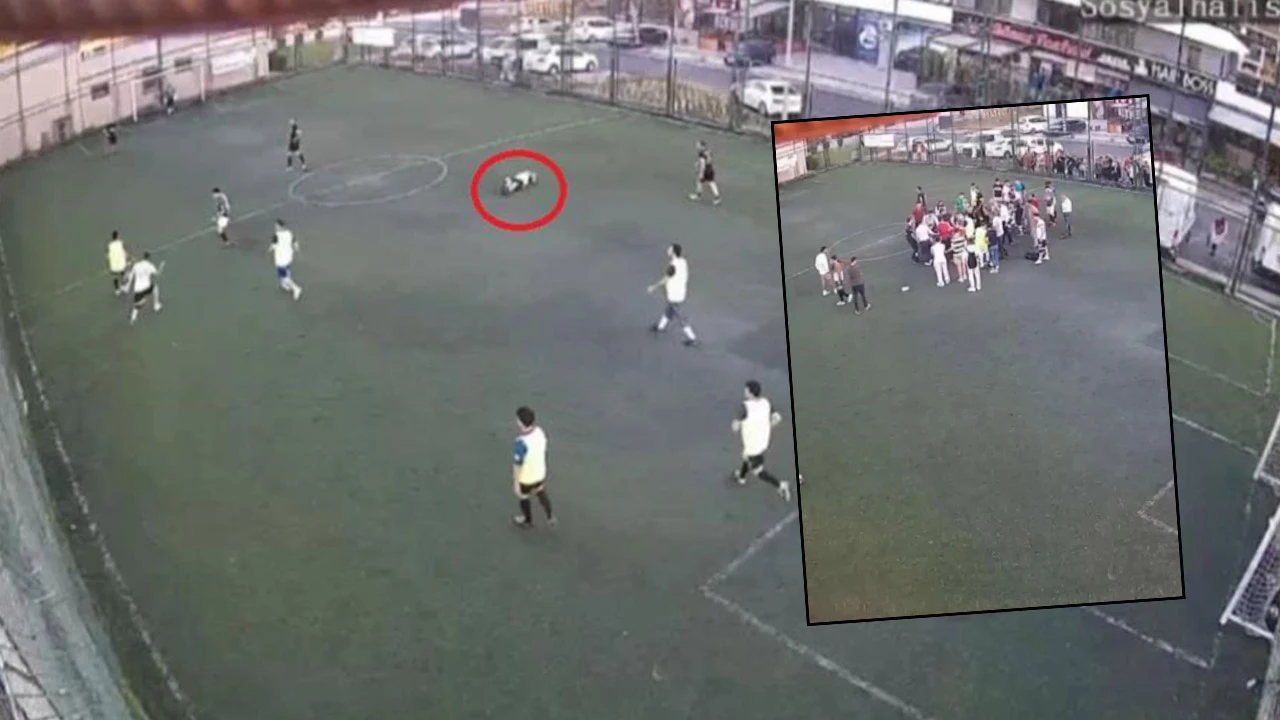 Halı sahada futbol oynarken aniden kalp krizi geçirdi! O anlar kamerada..
