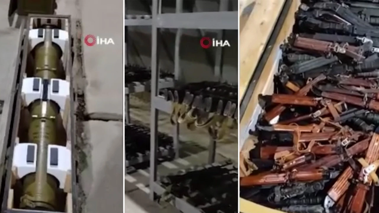 Karabağ'daki depodan çeşit çeşit silahlar çıktı: Mermer fabrikası değil cephanelik