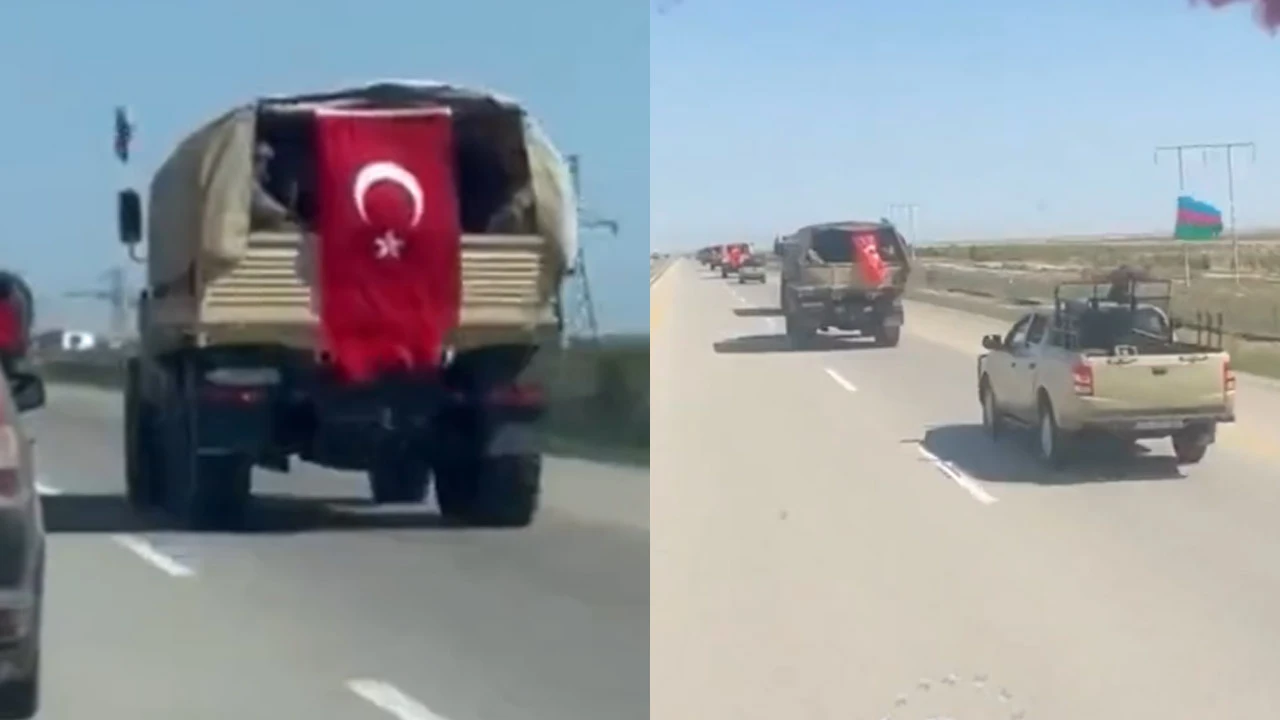 Azerbaycan ordusu Türk bayraklarıyla akın akın Hankendi'ye girdi
