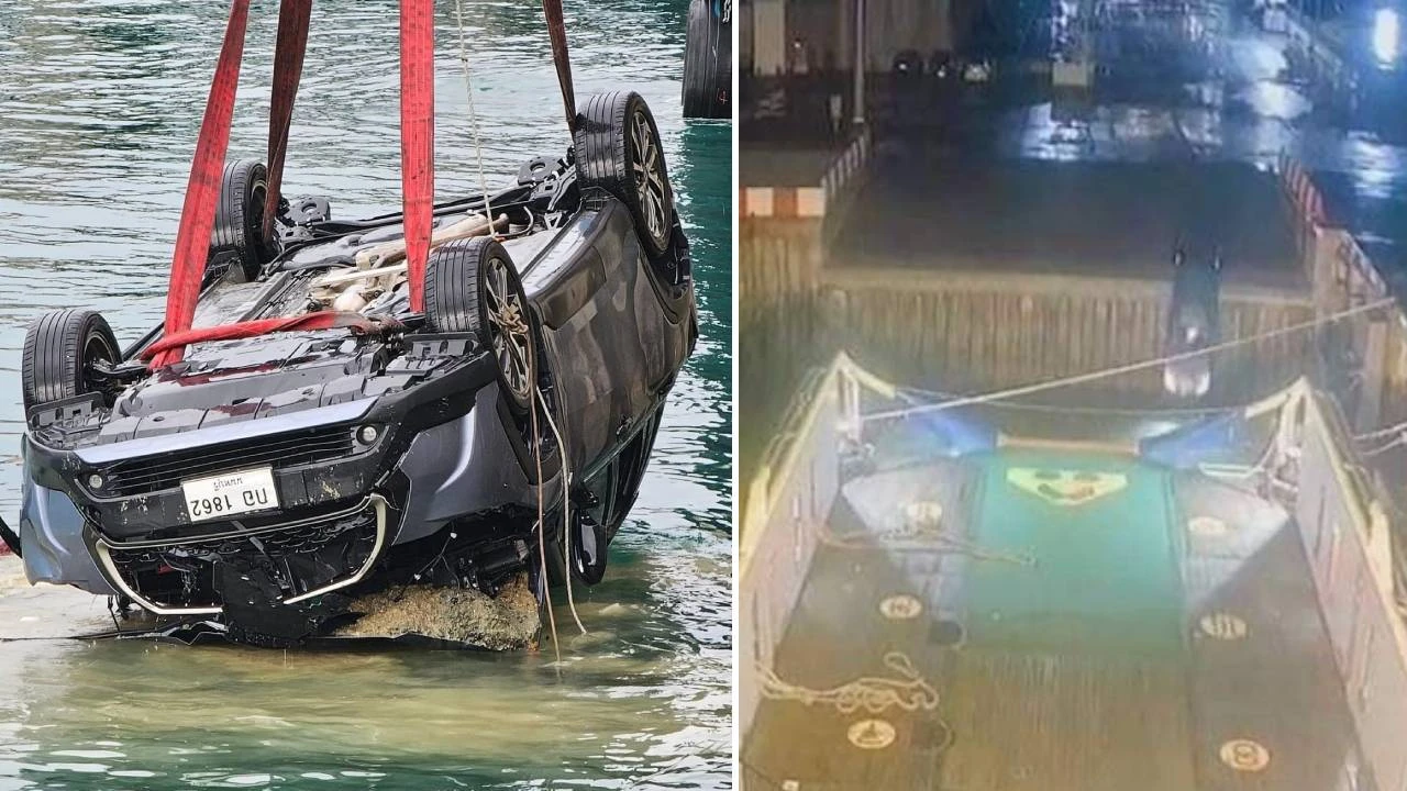 Tayland'ın ünlü adasında otomobil sulara kapıldı! Mobese kamerası anbean kaydetti