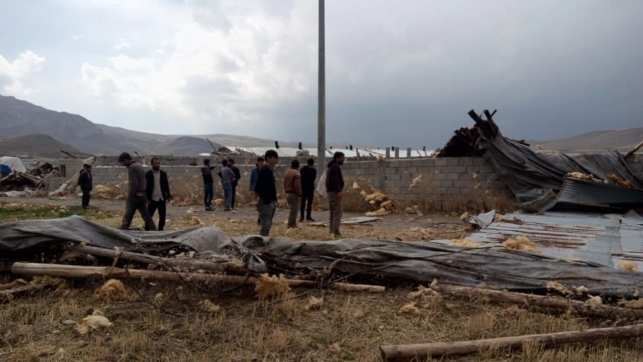 Van'da korkutan hortum: Çiftlik yıkıldı, hayvanlar yaralandı
