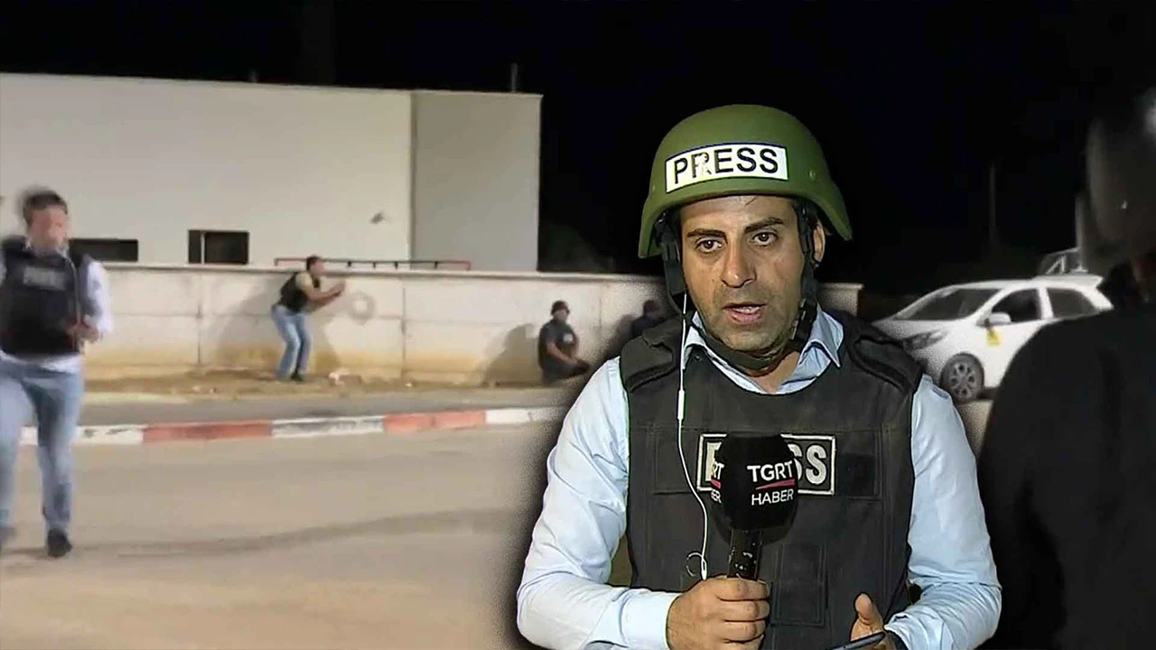 TGRT Haber ekibi çatışma bölgesinde! Yayın esnasında roket saldırısı böyle görüntülendi