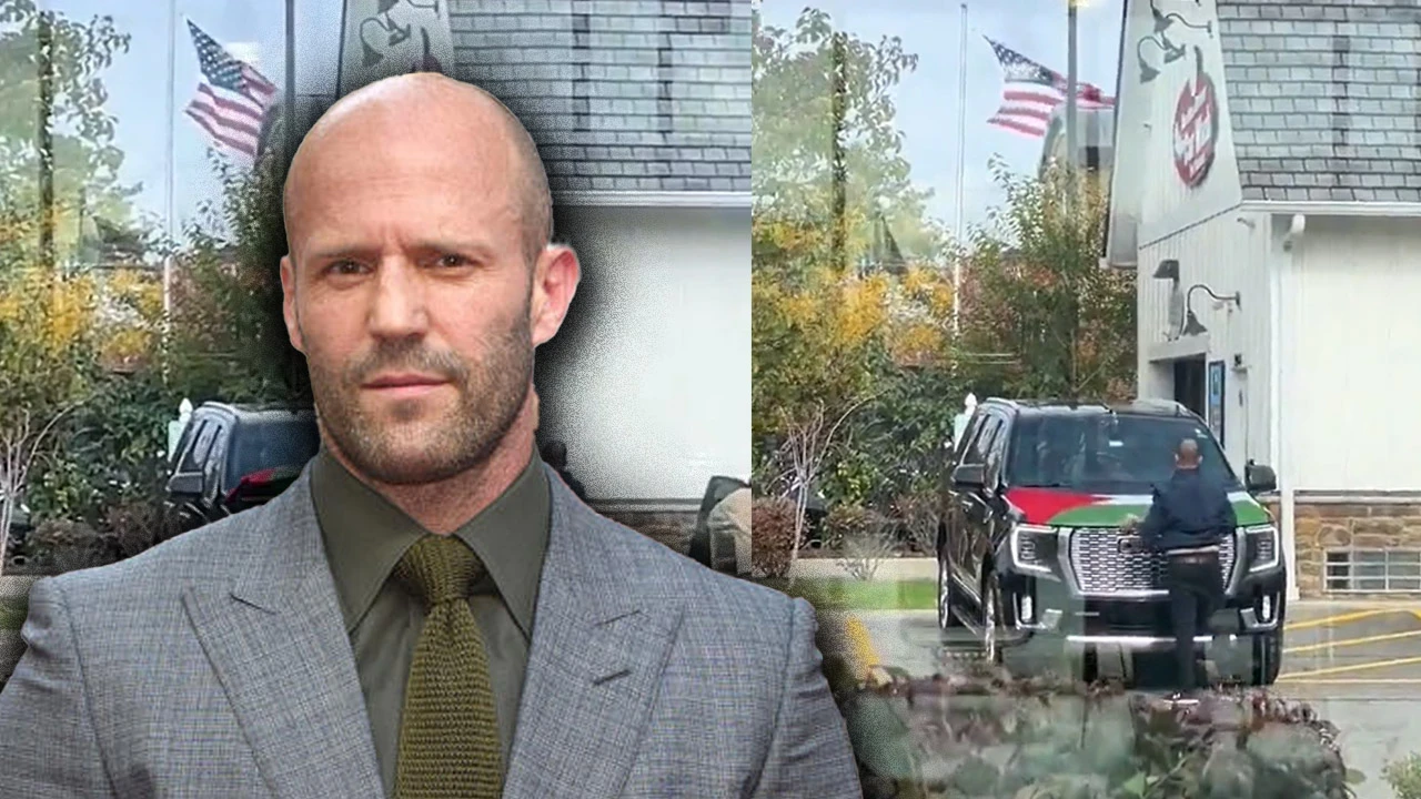Holyywood oyuncusu Jason Statham Gazze'ye sessiz kalmadı: Arabasına Filistin bayrağı astı
