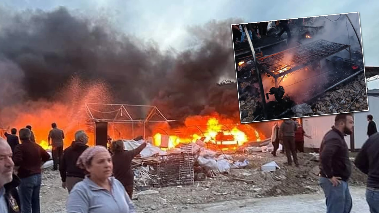 Hatay'da korku dolu anlar! Çadır kent alev topuna döndü 