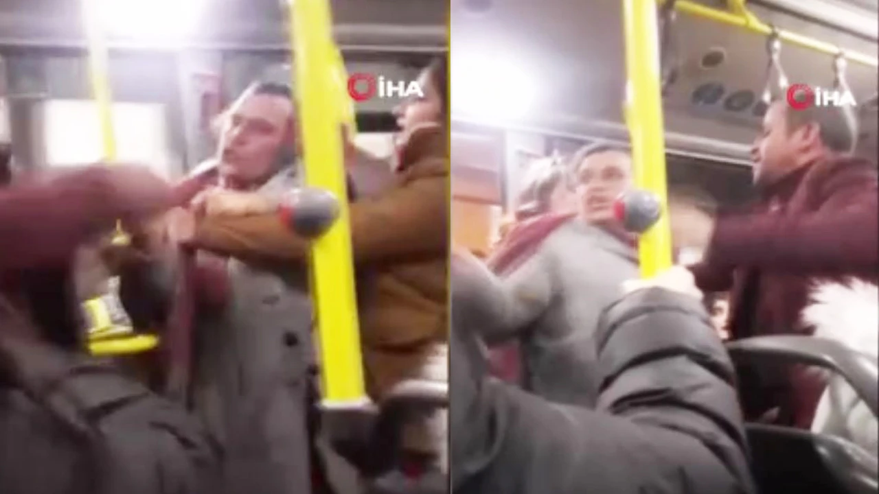 Otobüste saç saça baş başa kavga, yolcular şoke oldu